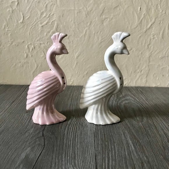 Vintage Other - Vintage Iridescent Peacock Salt and Pepper Shakers
